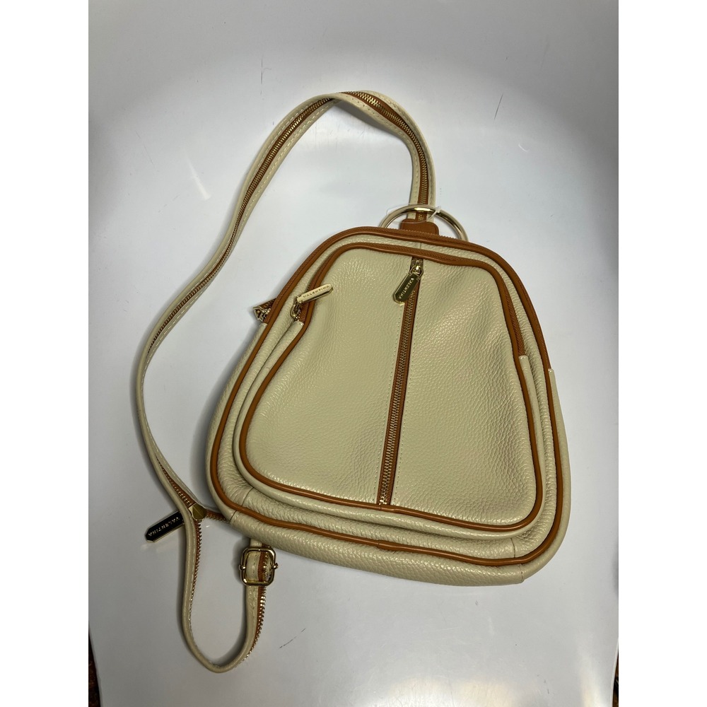 Valentina ivory leather convertible backpack crossbody bag made in Italy modern